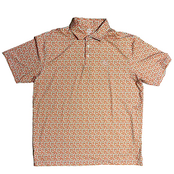 Rhoback Shirts Rhoback Polo Shirt Absolute Peach Pattern All Over
